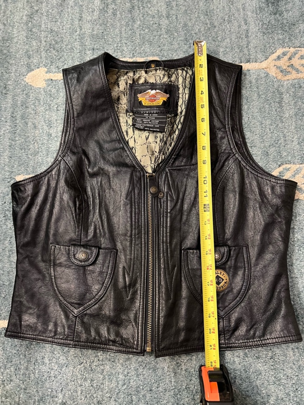 Vintage Harley-Davidson Black Leather Vest women’s Large - Picture 8 of 10